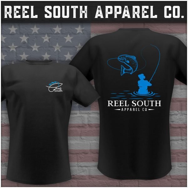 reel south fly fishing shirt mockup