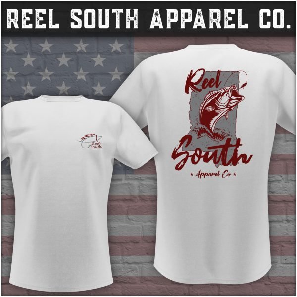 Reel South Mississippi Bass T-Shirt (Maroon/Gray)