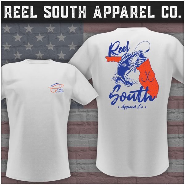 Reel South Florida Bass T-Shirt (Orange/Blue)