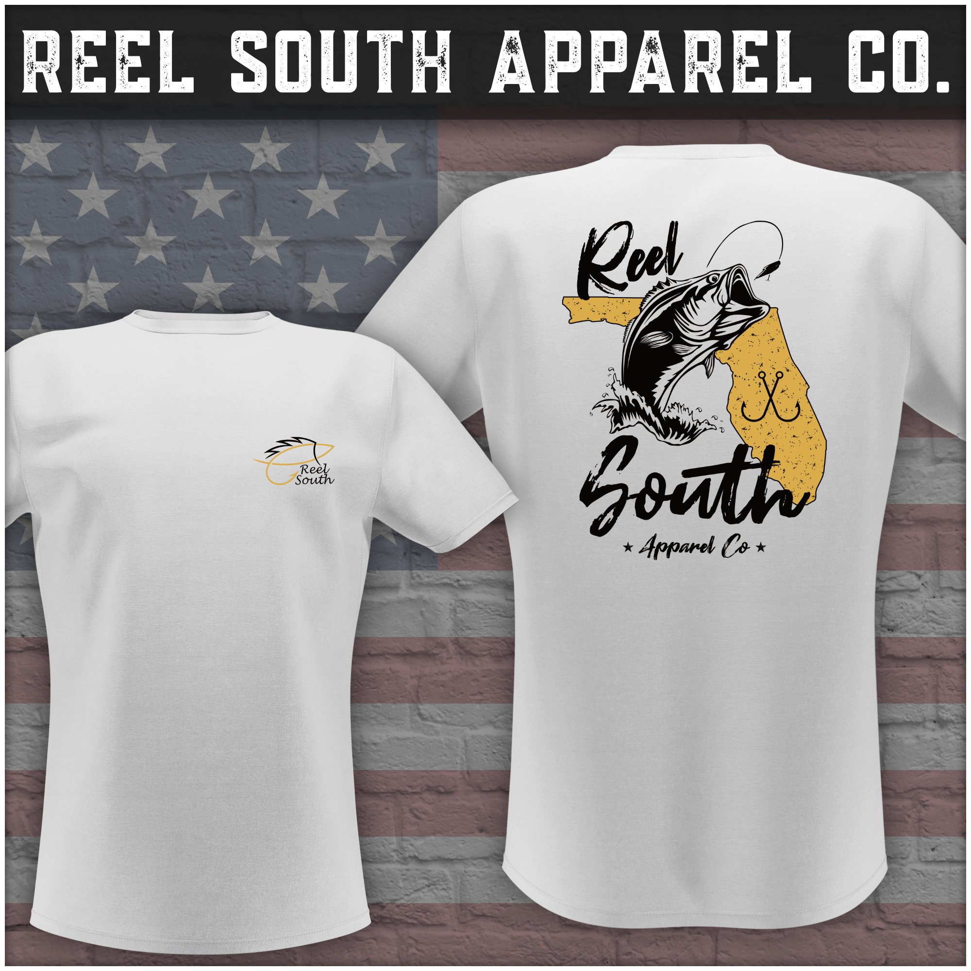 Reel South Florida Bass T-Shirt (Black/Gold) – Reel South Apparel Co.